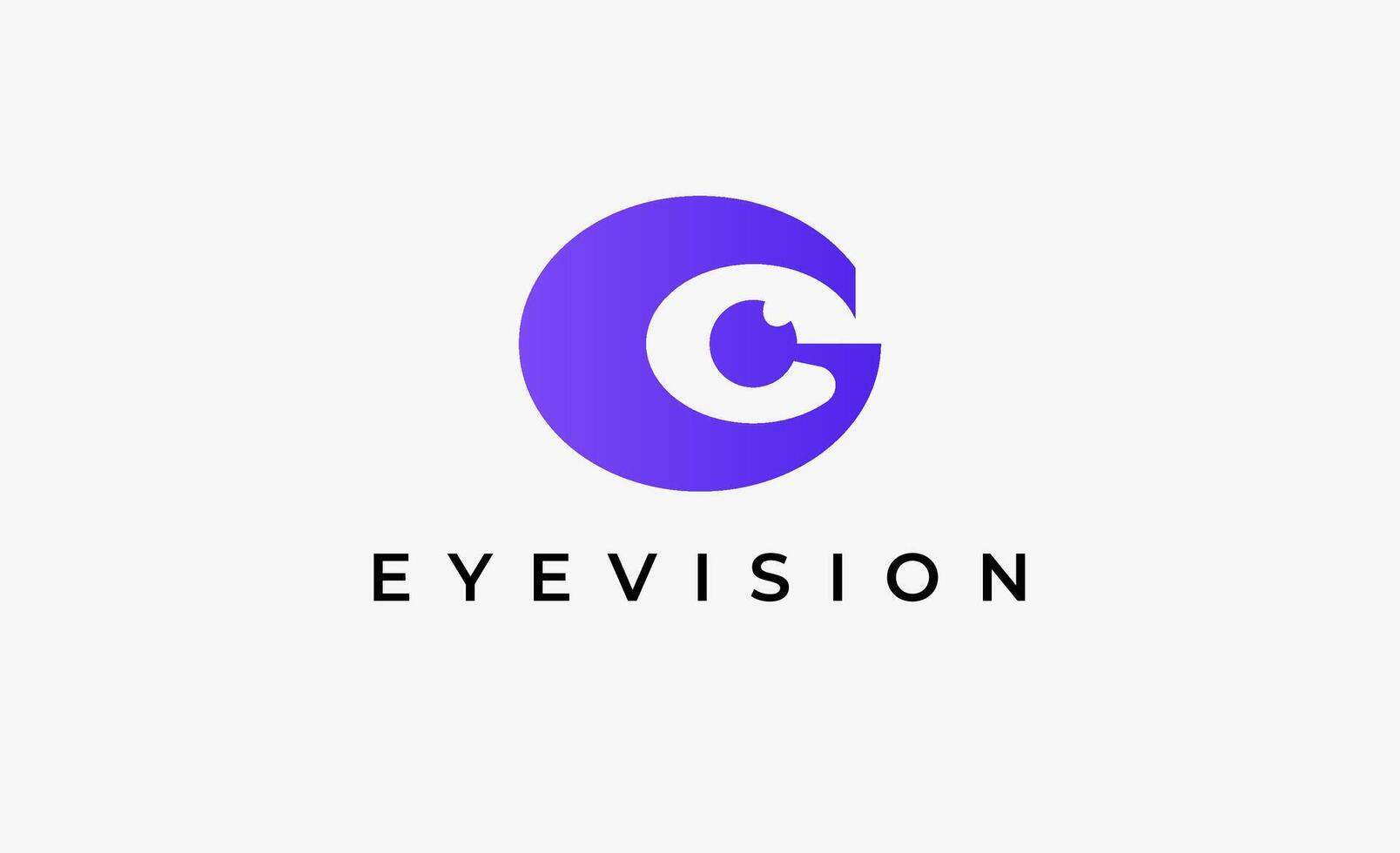Logo Initial G and Eye iris. Look, Digital, Vision with modern and minimalist concept. Editable file. vector