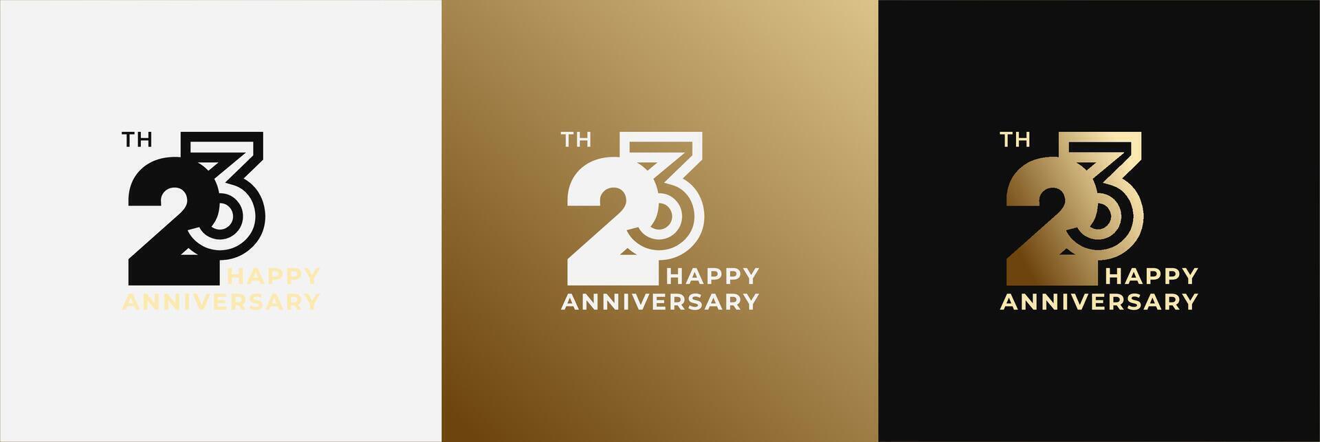 Anniversary design template 23th, 23 years anniversary, design template for celebration, birthday and invitation. Editable file vector