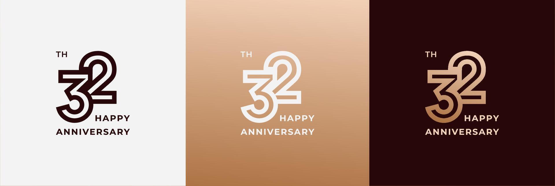 Anniversary design template 32th, 32 years anniversary, Creative design template for celebration, birthday and invitation. Editable file vector