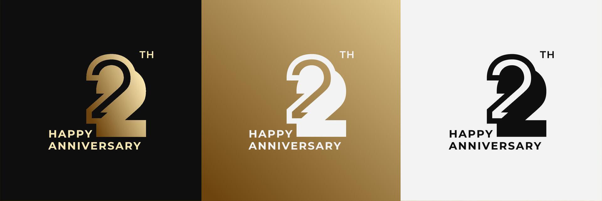 Anniversary design template 22th, 22 years anniversary, Creative design for celebration, birthday and invitation. Editable file vector
