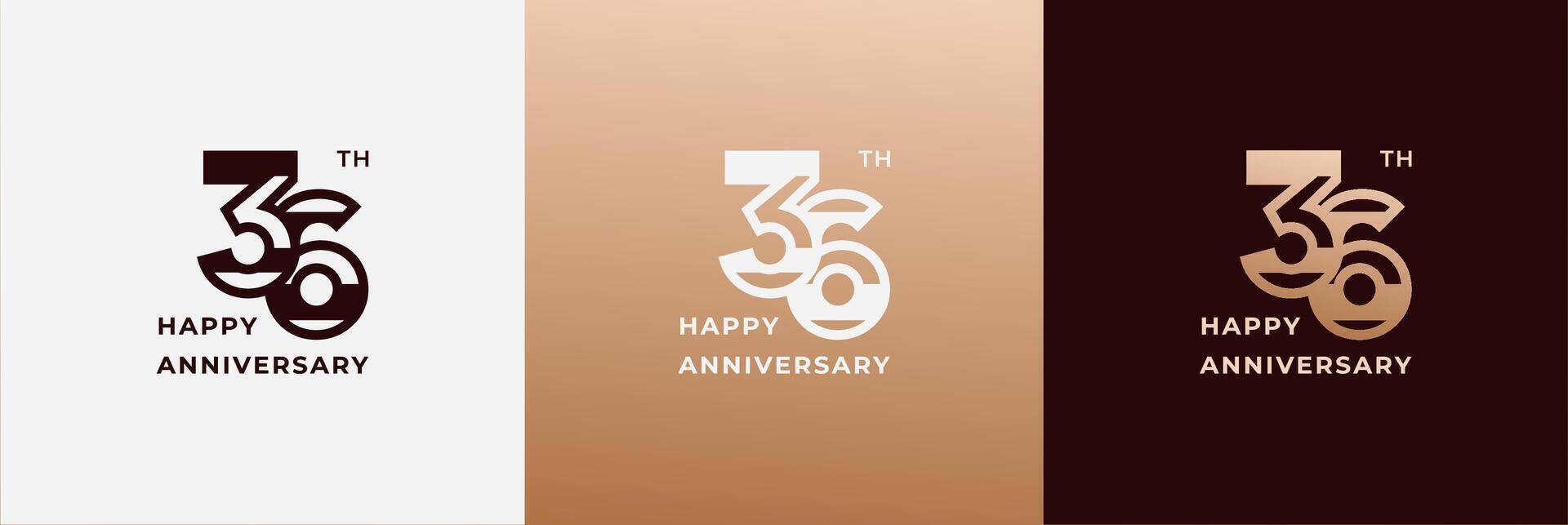 Anniversary design template 36th, 36 years anniversary, Creative template for celebration, birthday and invitation. Editable file vector