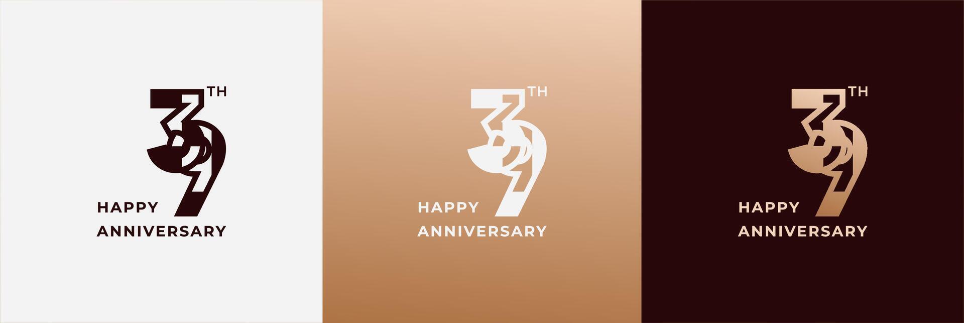 Anniversary design template 39th, 39 years anniversary, Creative design template for celebration, birthday and invitation. Editable file vector