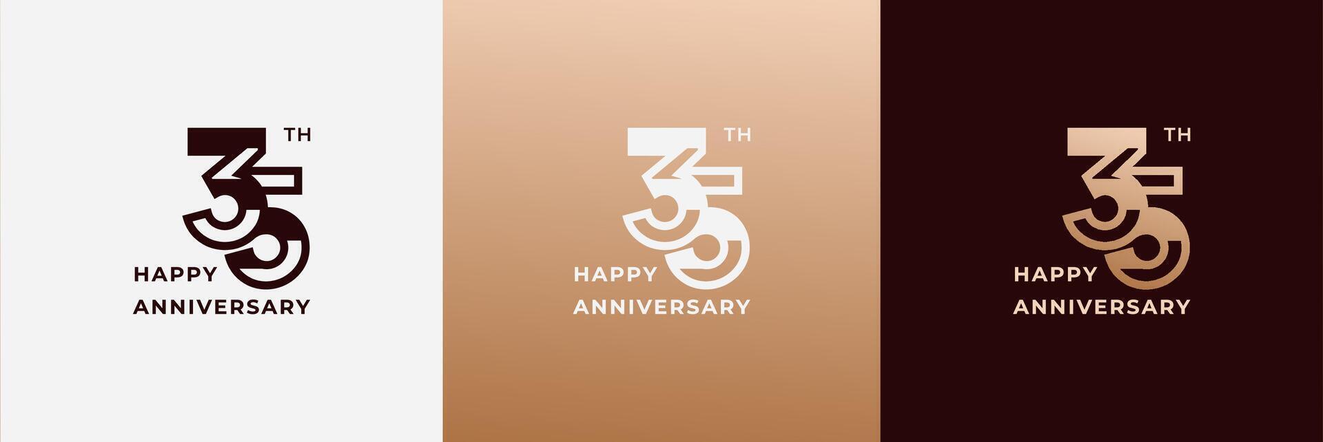 Anniversary design template 35th, 35 years anniversary, Creative template for celebration, birthday and invitation. Editable file vector