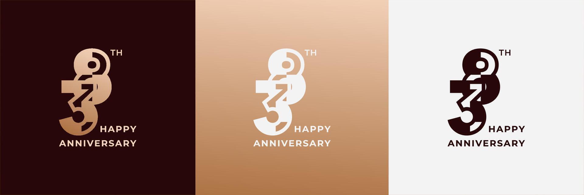 Anniversary design template 38th, 38 years anniversary, Creative design template for celebration, birthday and invitation. Editable file vector