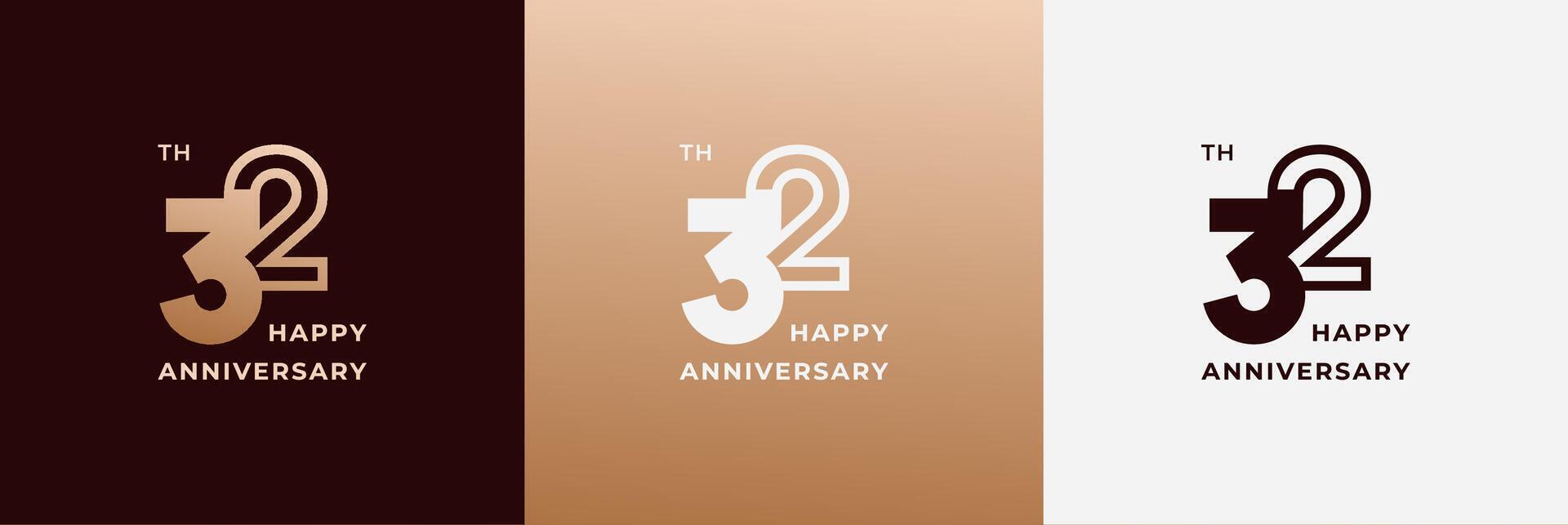 Anniversary design template 32th, 32 years anniversary, design template for celebration, birthday and invitation. Editable file vector
