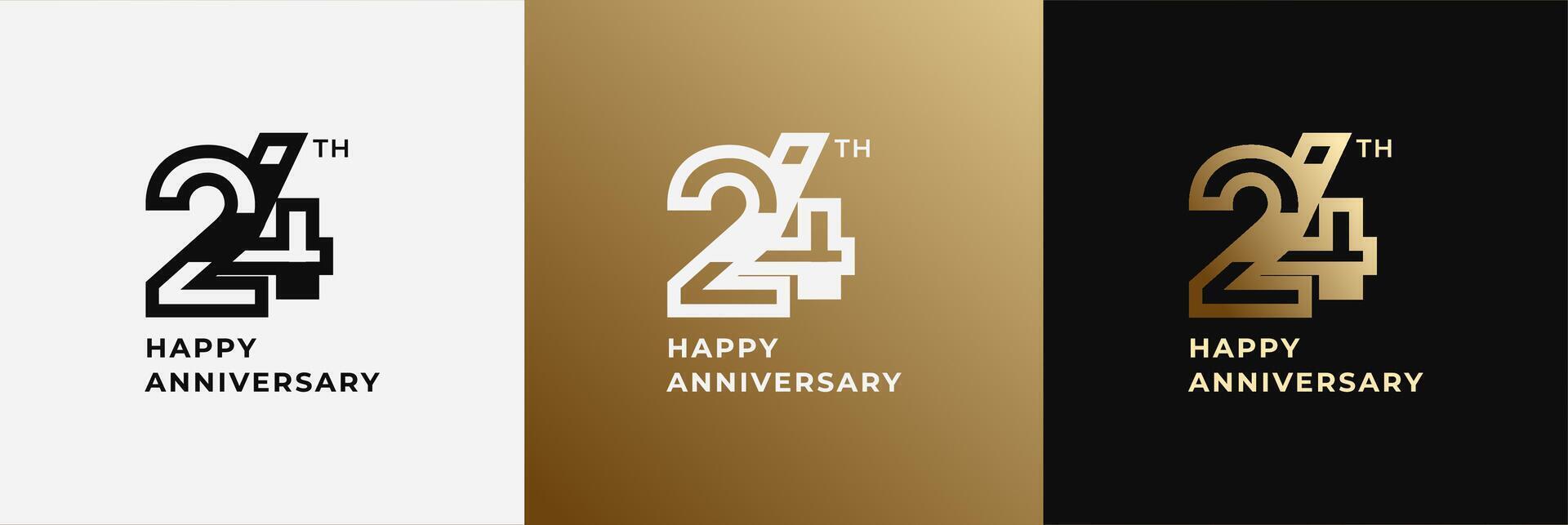 Anniversary design template 24th, 24 years anniversary, Creative template for celebration, birthday and invitation. Editable file vector