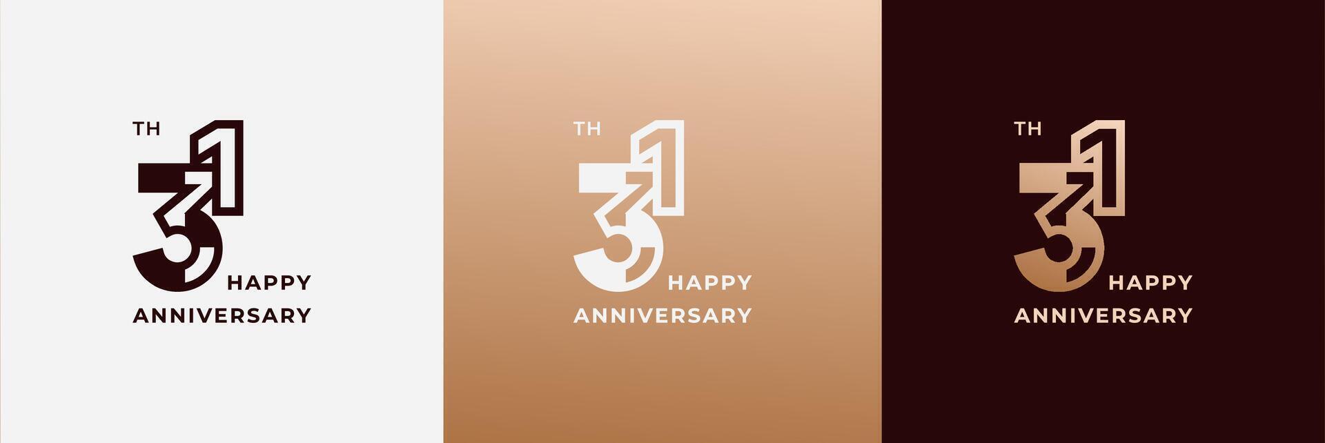 Anniversary design template 31th, 31 years anniversary, Creative design template for celebration, birthday and invitation. Editable file vector