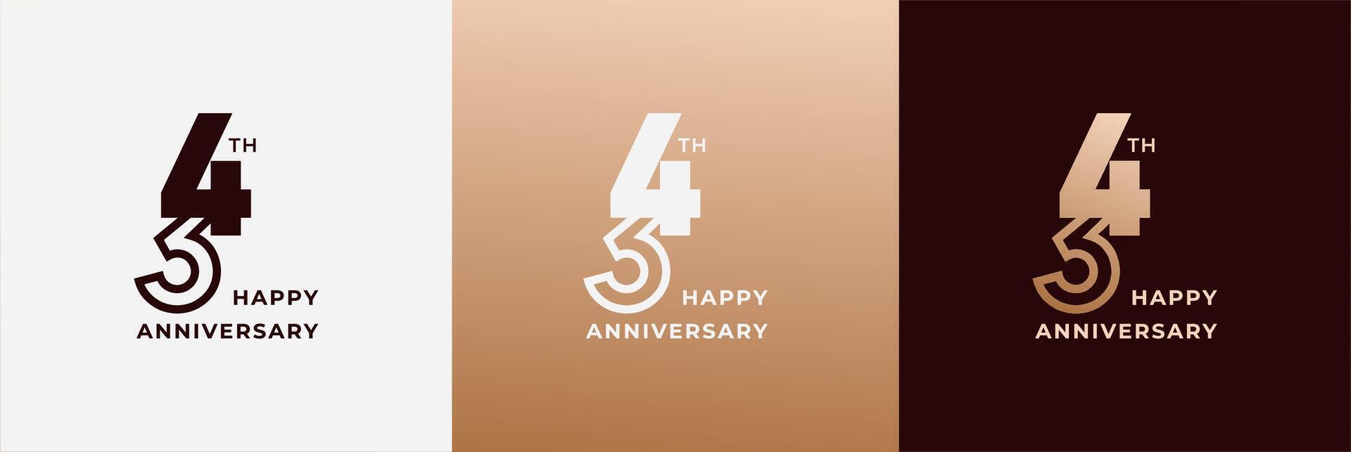 Anniversary design template 34th, 34 years anniversary, Creative design template for celebration, birthday and invitation. Editable file vector