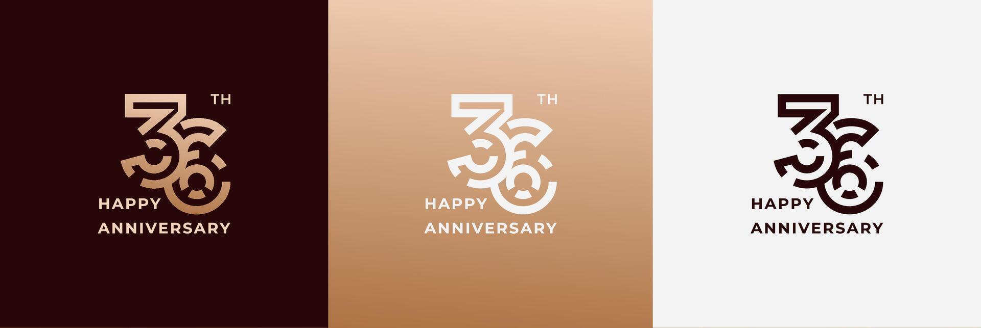 Anniversary design template 36th, 36 years anniversary, Creative design template for celebration, birthday and invitation. Editable file vector