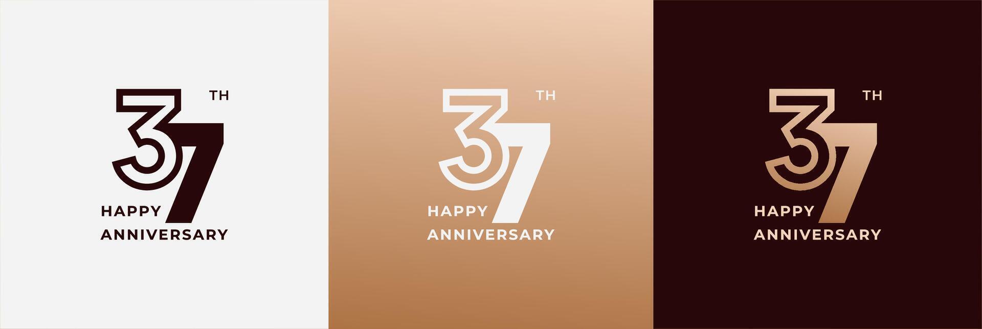 Anniversary design template 37th, 37 years anniversary, Creative template for celebration, birthday and invitation. Editable file vector