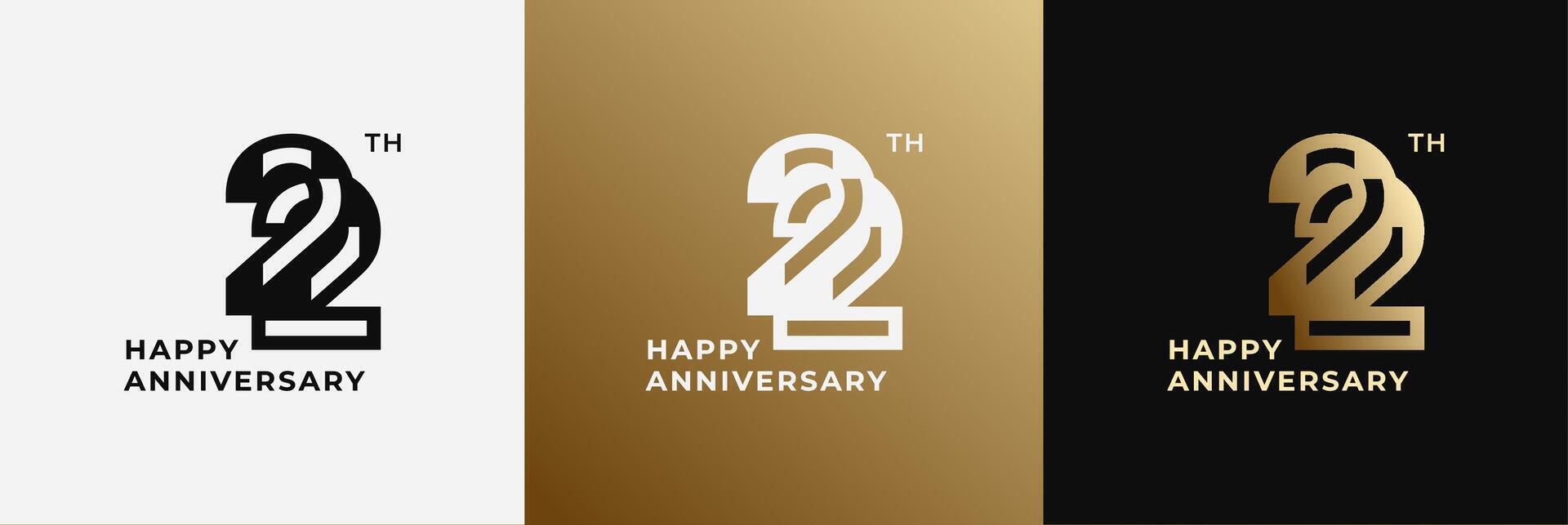 Anniversary design template 22th, 22 years anniversary, design template for celebration, birthday and invitation. Editable file vector
