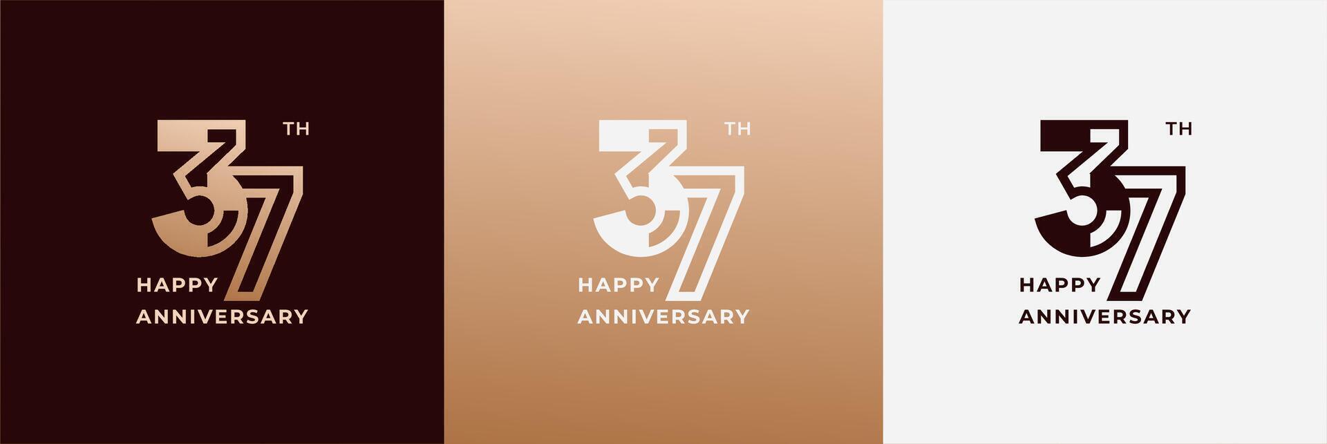 Anniversary design template 37th, 37 years anniversary, Creative design template for celebration, birthday and invitation. Editable file vector