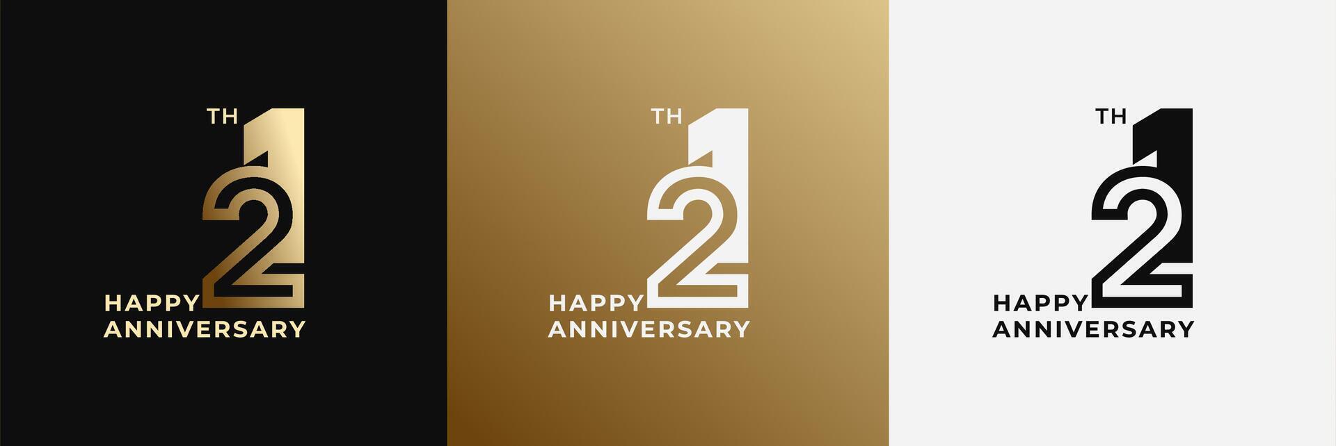 Anniversary design template 21th, 21 years anniversary, design template for celebration, birthday and invitation. Editable file vector