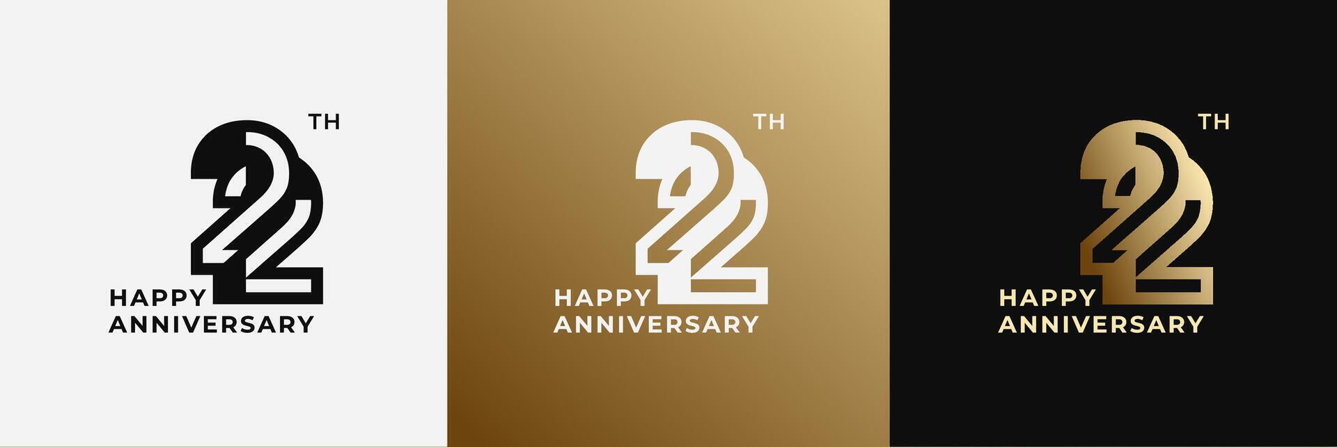 Anniversary design template 22th, 22 years anniversary, Creative template for celebration, birthday and invitation. Editable file vector
