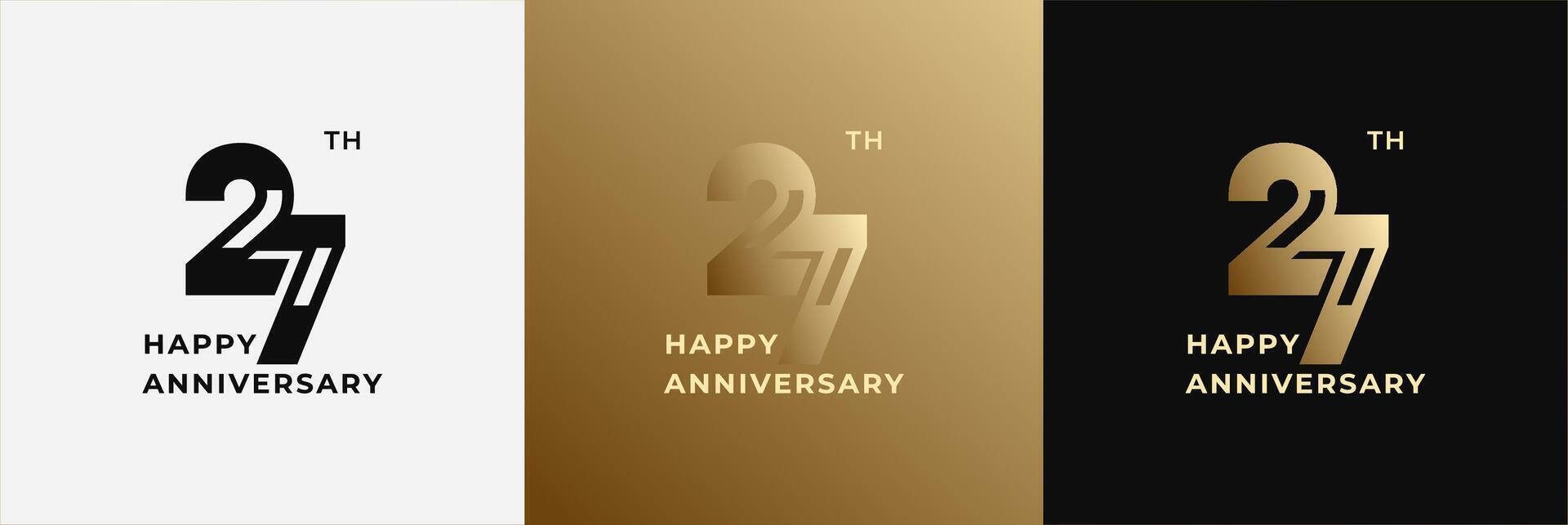 Anniversary design template 27th, 27 years anniversary, Creative design for celebration and birthday. Editable file vector