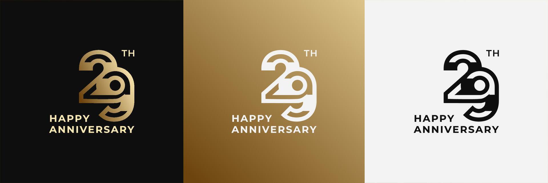 Anniversary design template 29th, 29 years anniversary, Creative design for celebration, birthday and invitation. Editable file vector
