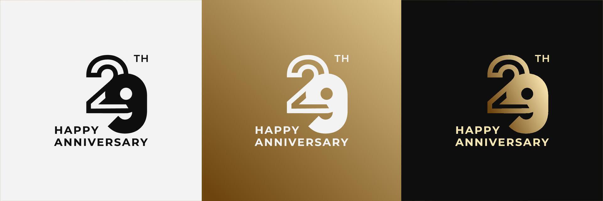Anniversary design template 29th, 29 years anniversary, Creative template for celebration, birthday and invitation. Editable file vector