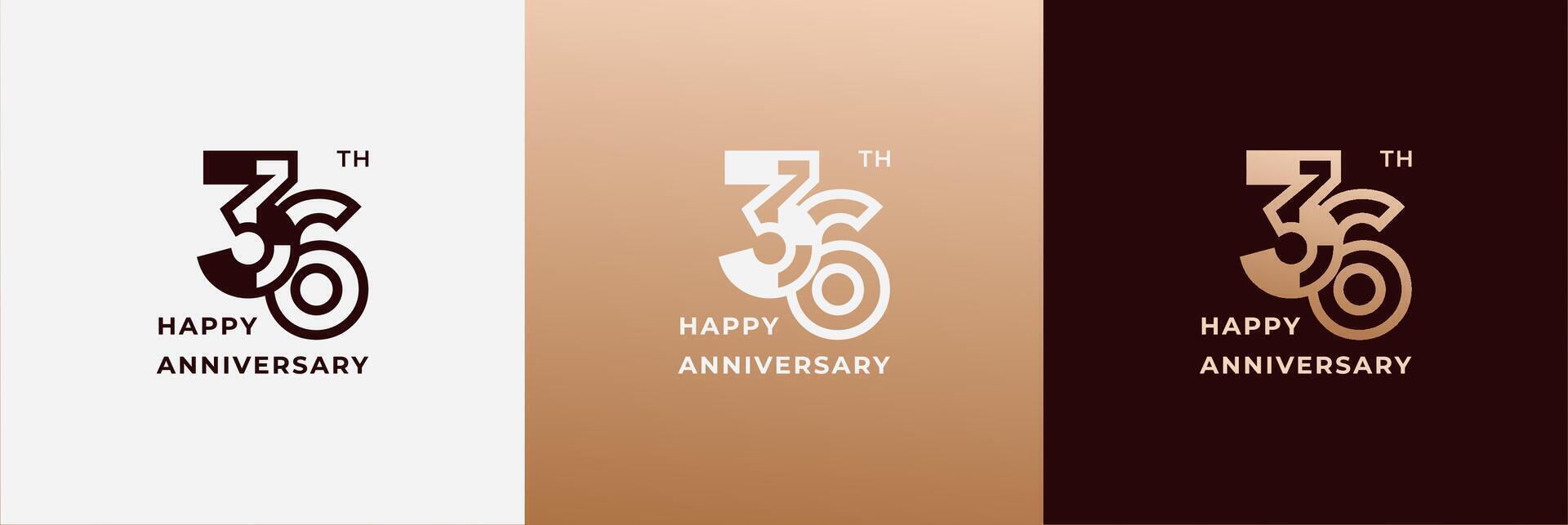 Anniversary design template 36th, 36 years anniversary, design template for celebration, birthday and invitation. Editable file vector