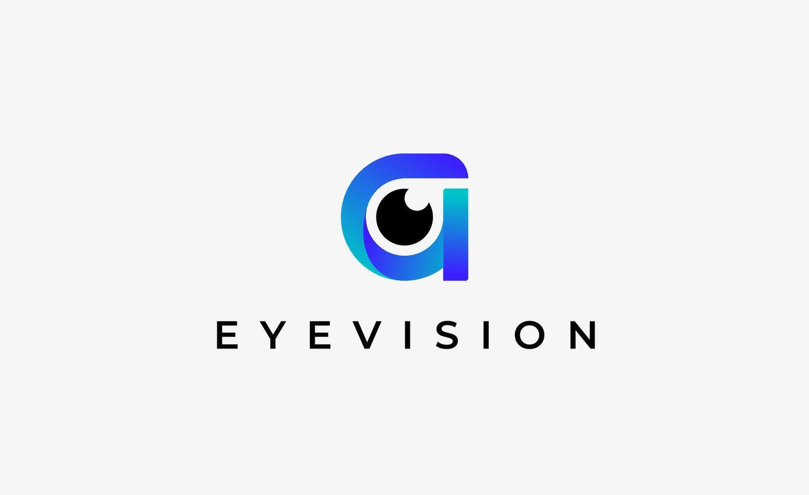 Logo Letter A and Eye Vision. Digital, visual with modern concept. vector