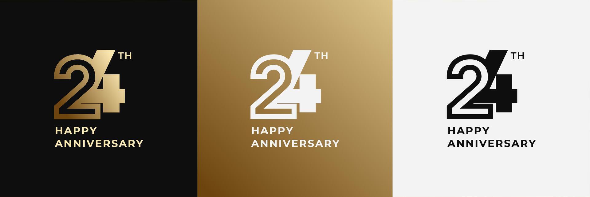 Anniversary design template 24th, 24 years anniversary, Creative design for celebration, birthday and invitation. Editable file vector