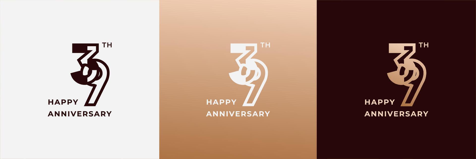 Anniversary design template 39th, 39 years anniversary, Creative template for celebration, birthday and invitation. Editable file vector