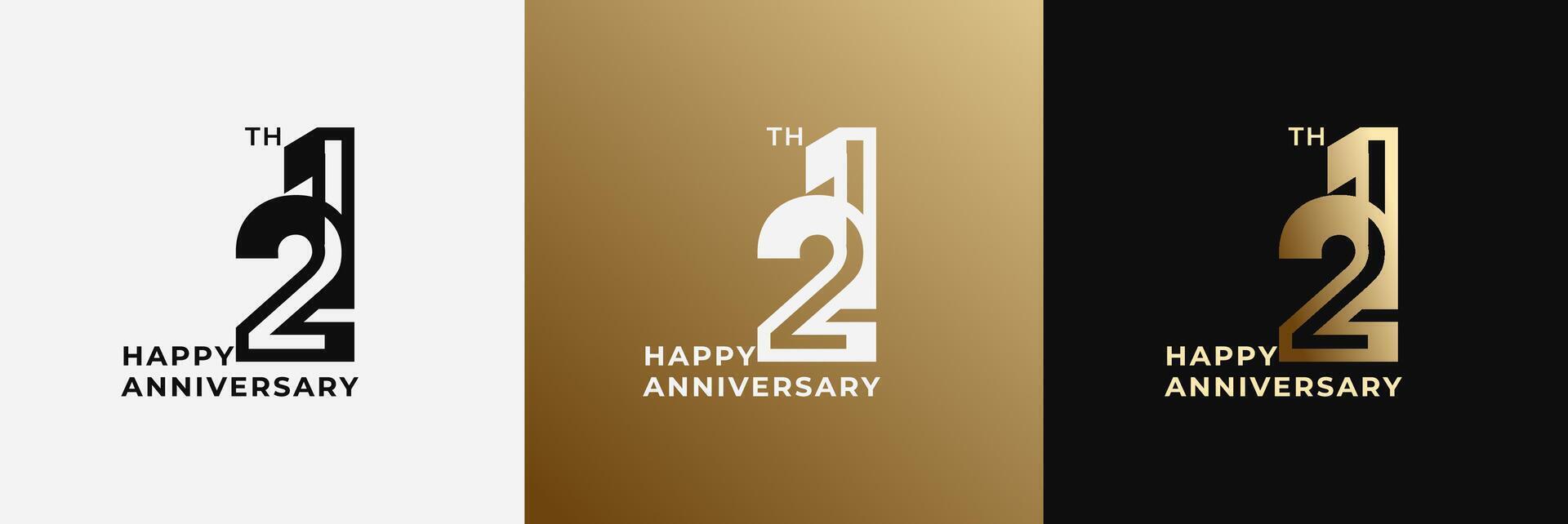 Anniversary design template 21th, 21 years anniversary, Creative template for celebration, birthday and invitation. Editable file vector