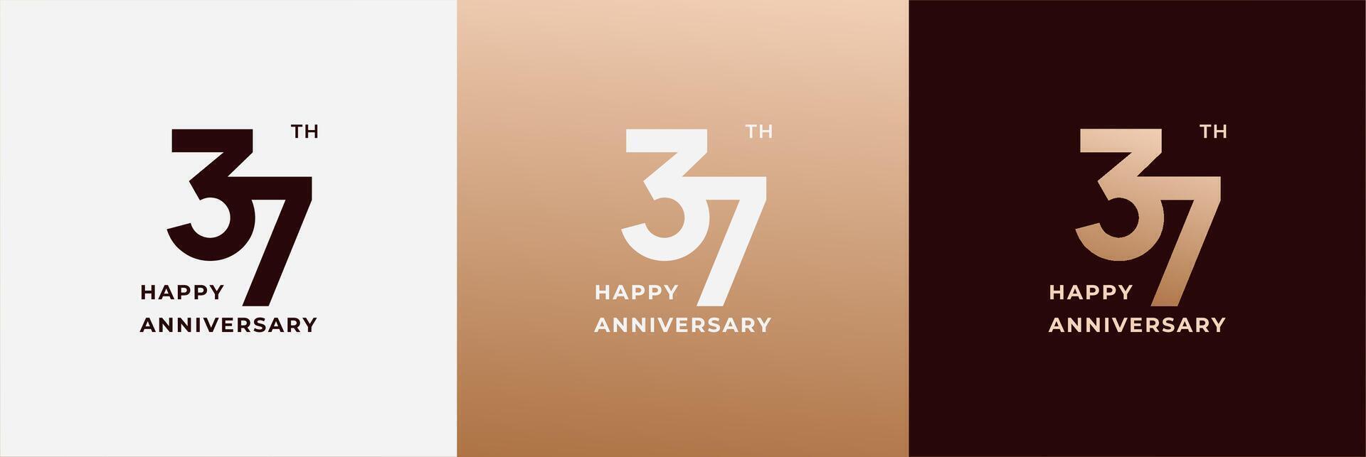 Anniversary design template 37th, 37 years anniversary, design template for celebration, birthday and invitation. Editable file vector