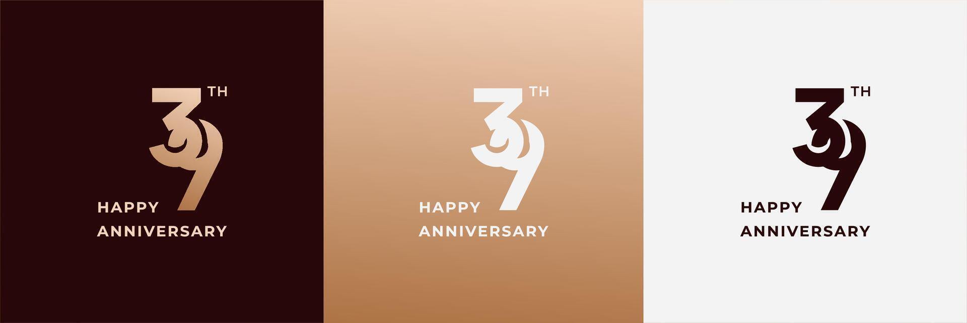 Anniversary design template 39th, 39 years anniversary, design template for celebration, birthday and invitation. Editable file vector