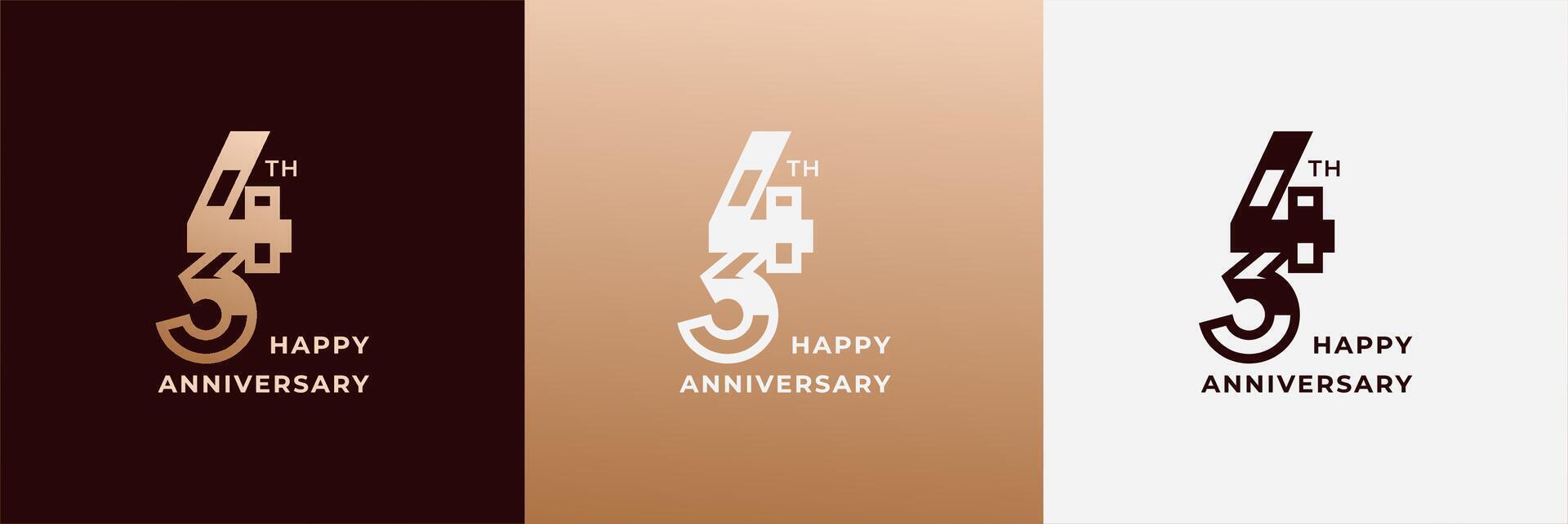 Anniversary design template 34th, 34 years anniversary, design template for celebration, birthday and invitation. Editable file vector