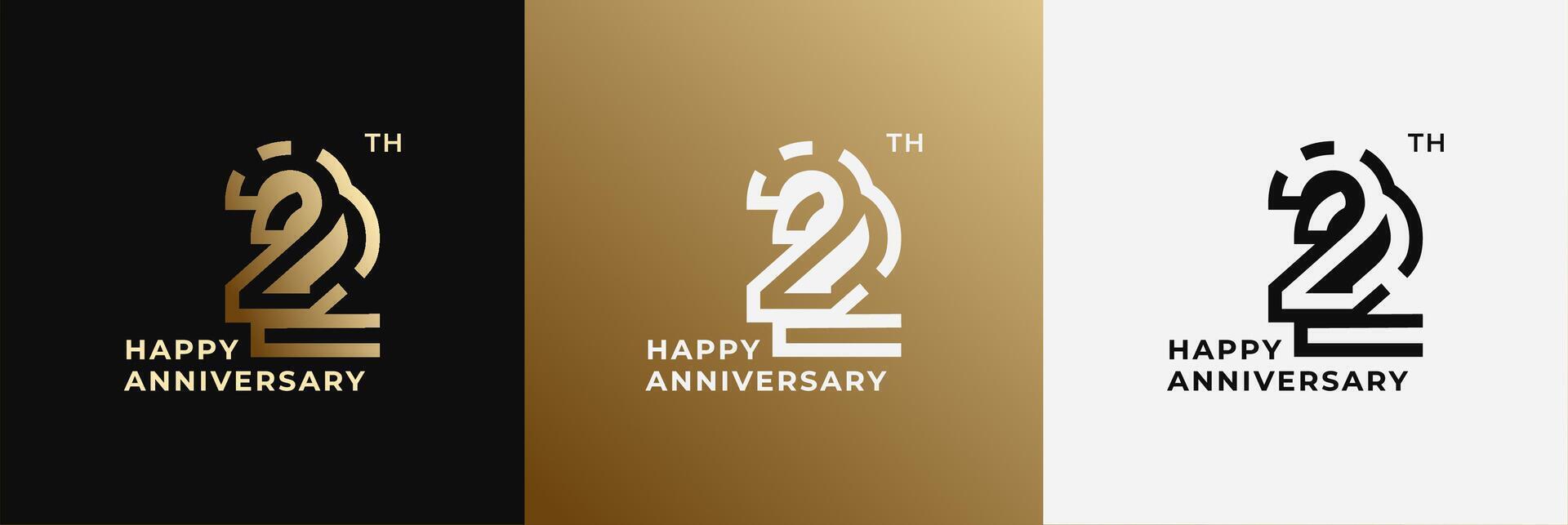 Anniversary design template 22th, 22 years anniversary, Creative design template for celebration, birthday and invitation. Editable file vector