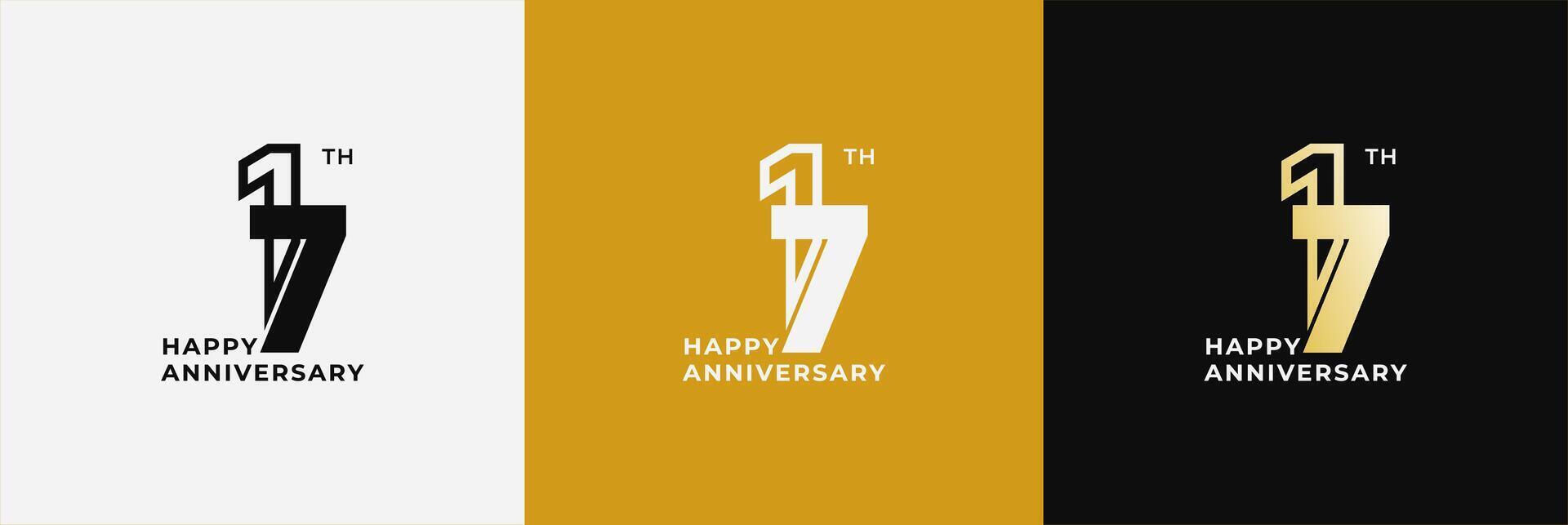 Anniversary design template 17th, 17 years anniversary, Creative design template for celebration, birthday and invitation. Editable file vector