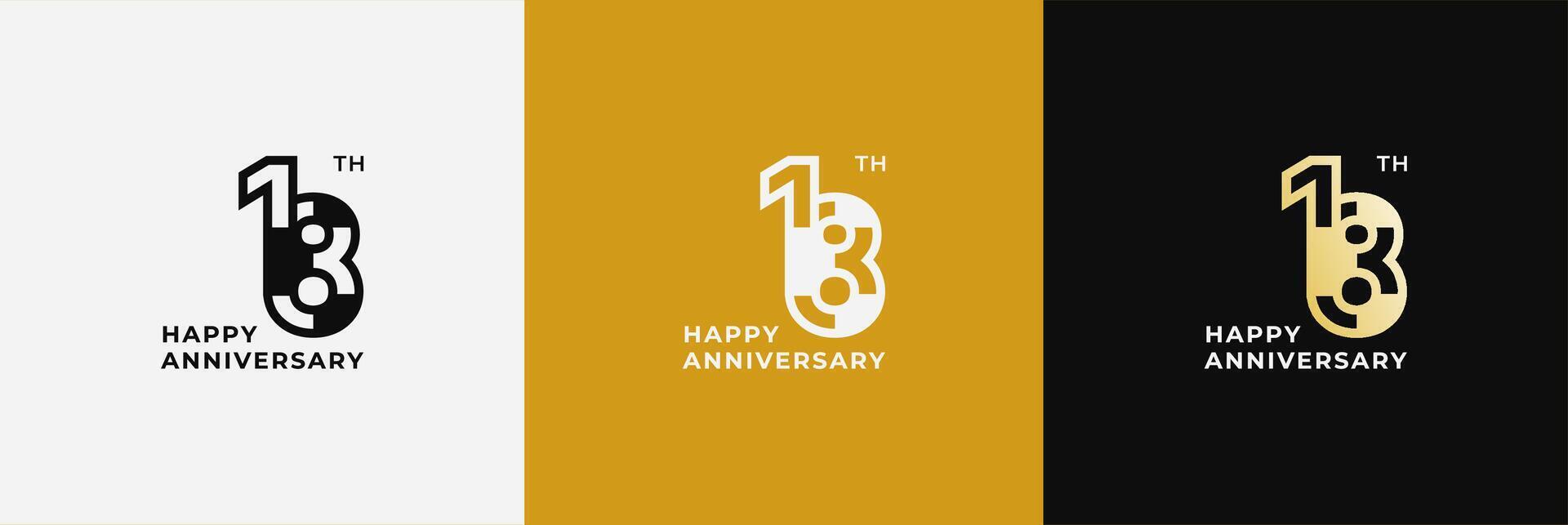 Anniversary design template 18th, 18 years anniversary, design template for celebration, birthday and invitation. Editable file vector