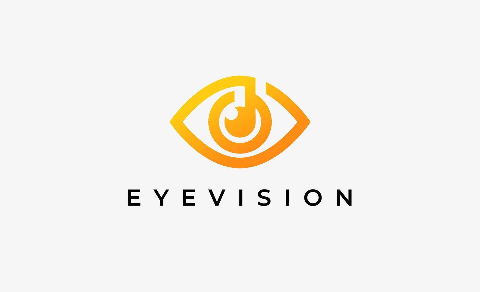 Logo Letter D and Eye Vision. Digital, visual with modern concept. vector