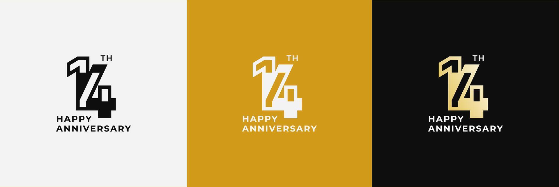 Anniversary design template 14th, 14 years anniversary, Creative template for celebration, birthday and invitation. Editable file vector