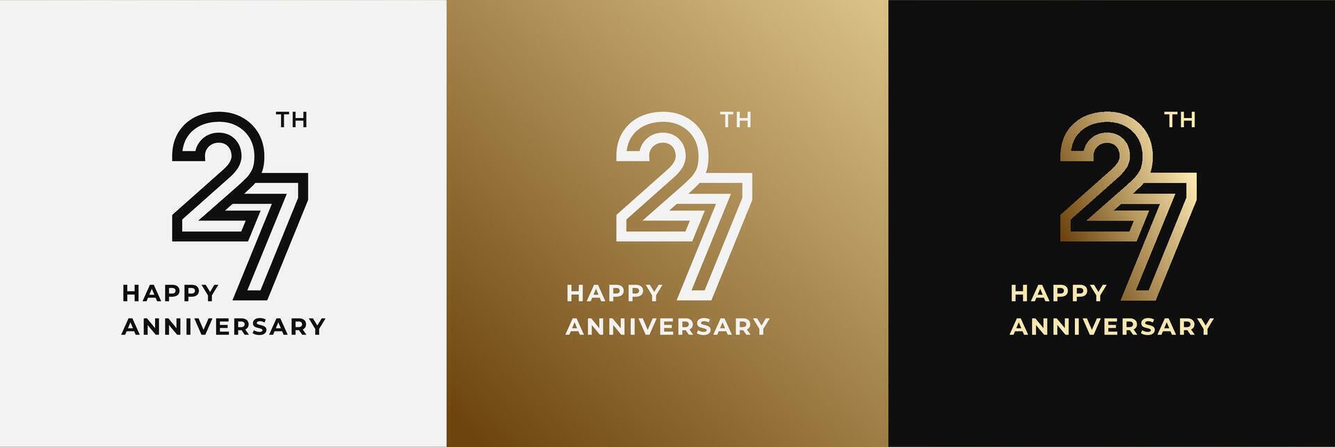 Anniversary design template 27th, 27 years anniversary, Creative design template for celebration, birthday and invitation. Editable file vector