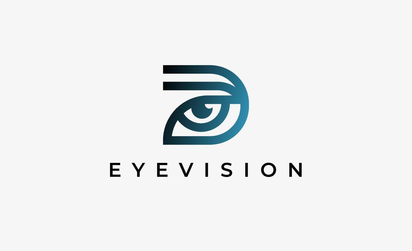 Logo Letter D and Eye Vision. Digital, visual modern and minimalist concept. Editable file. vector