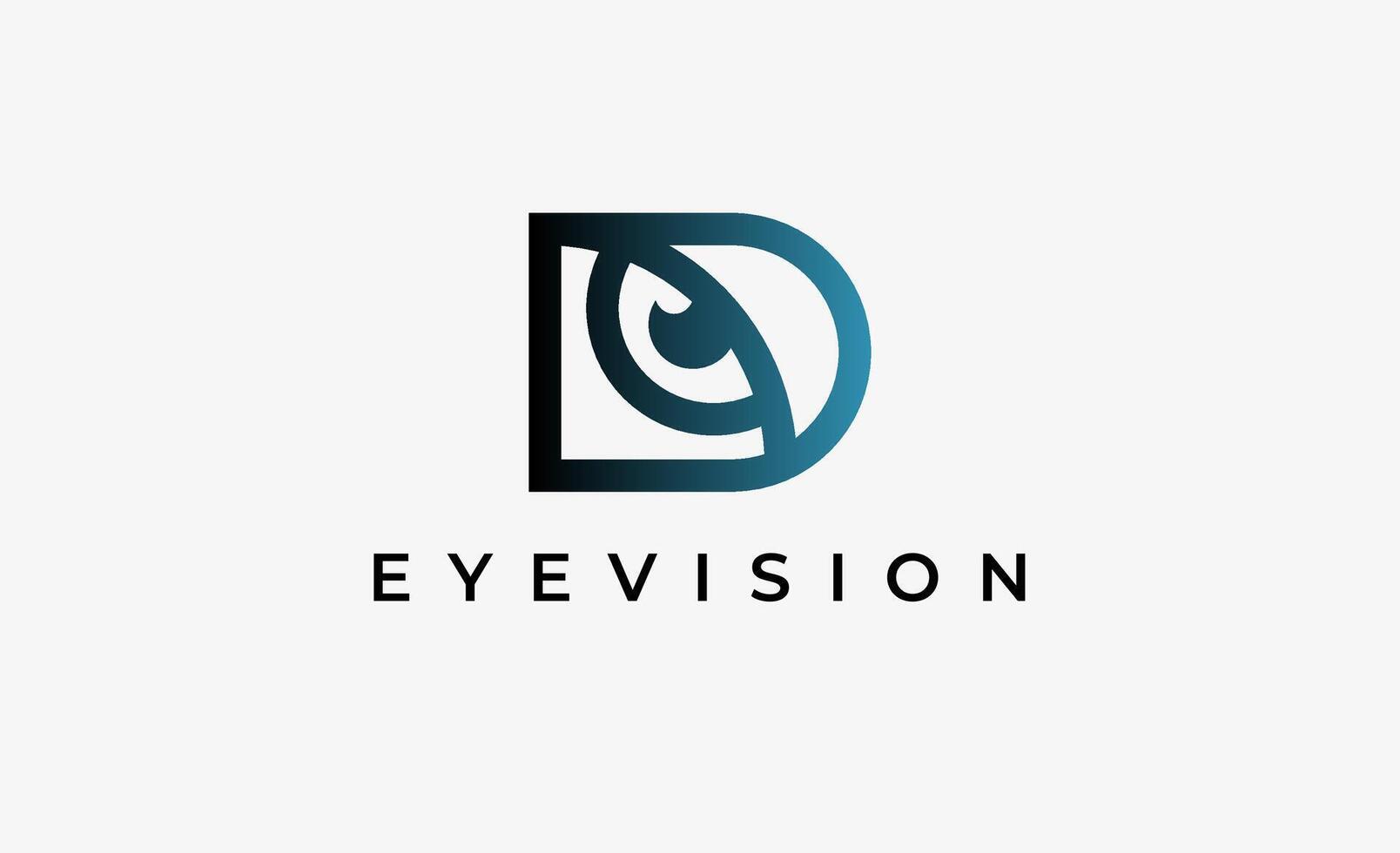 Logo Letter D and Eye Vision. Digital, visual modern and minimalist concept. vector