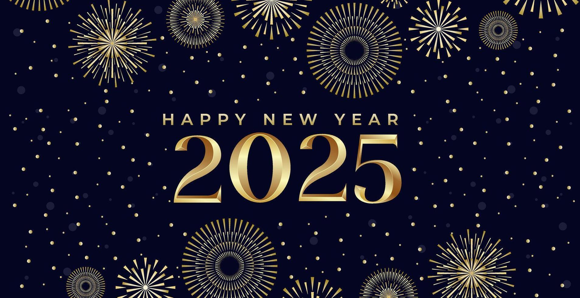 Trendy new year 2025 design template. Creative design Happy New Year 2025 with fireworks in luxury gold color. vector