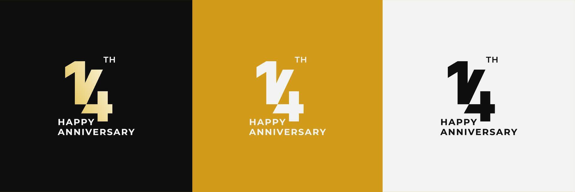 Anniversary design template 14th, 14 years anniversary, design template for celebration, birthday and invitation. Editable file vector