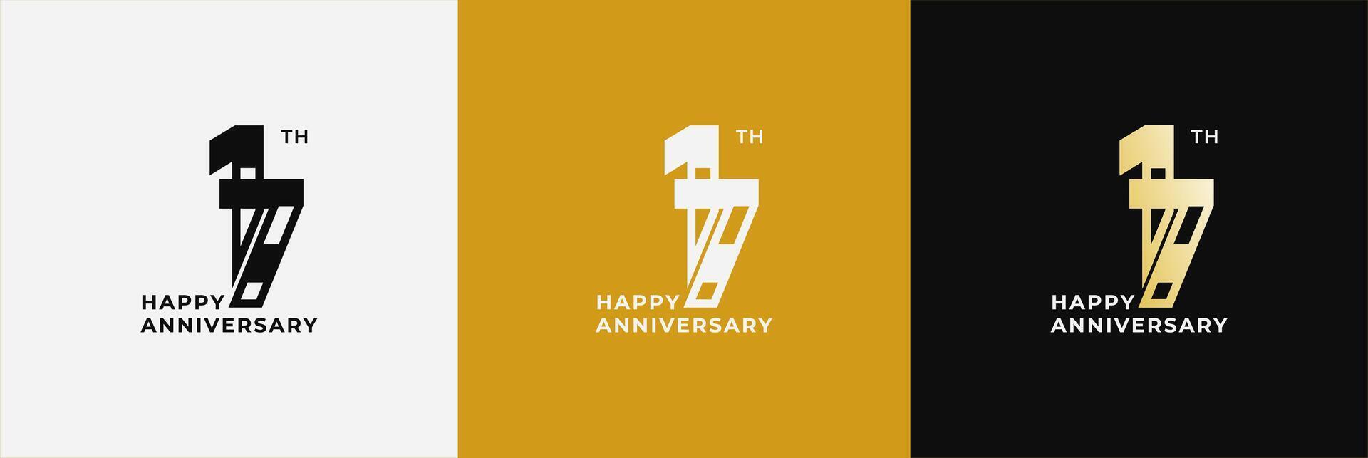 Anniversary design template 17th, 17 years anniversary, Creative design for celebration, birthday and invitation. Editable file vector