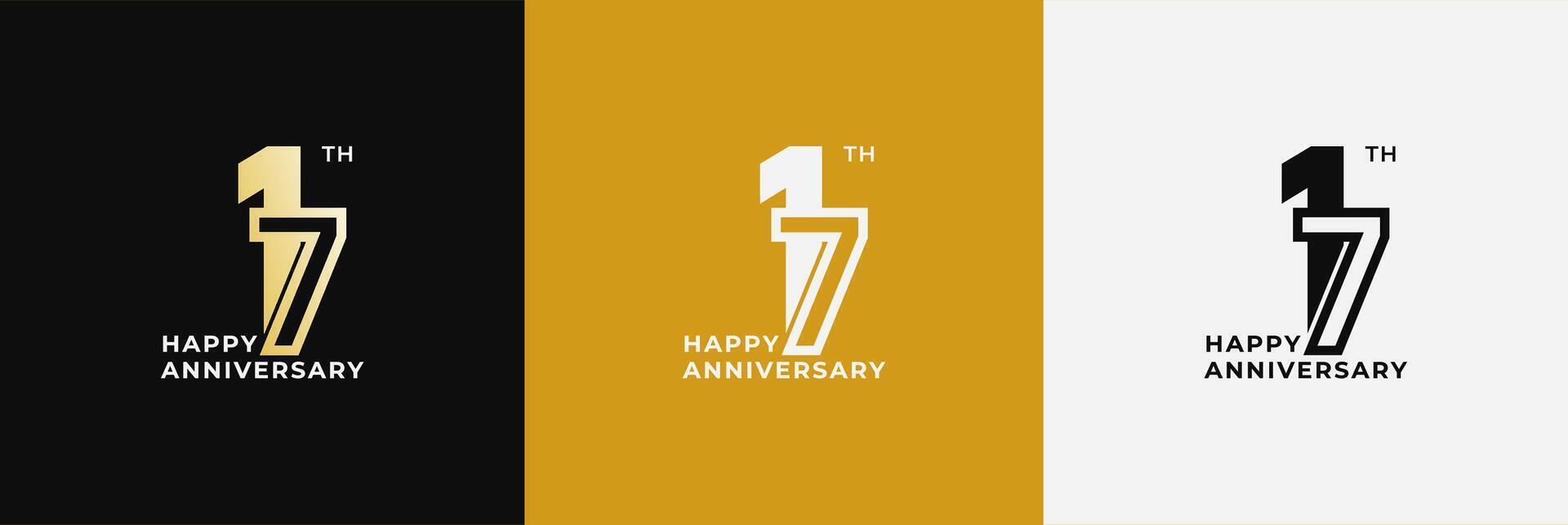 Anniversary design template 17th, 17 years anniversary, design template for celebration, birthday and invitation. Editable file vector