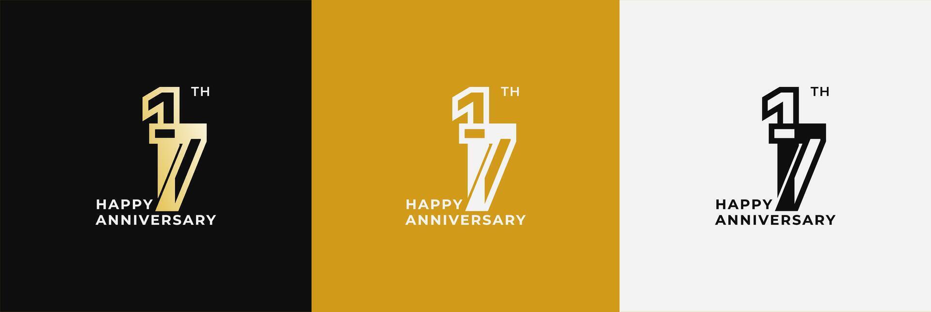 Anniversary design template 17th, 17 years anniversary, Creative template for celebration, birthday and invitation. Editable file vector
