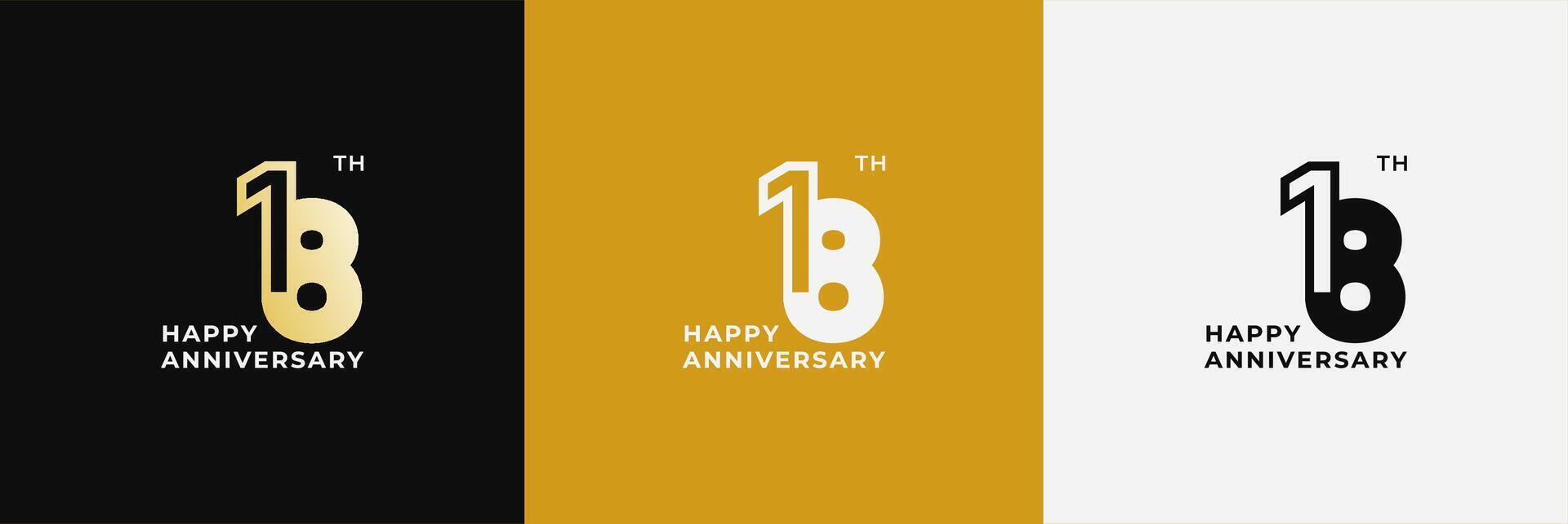 Anniversary design template 18th, 18 years anniversary, Creative template for celebration, birthday and invitation. Editable file vector