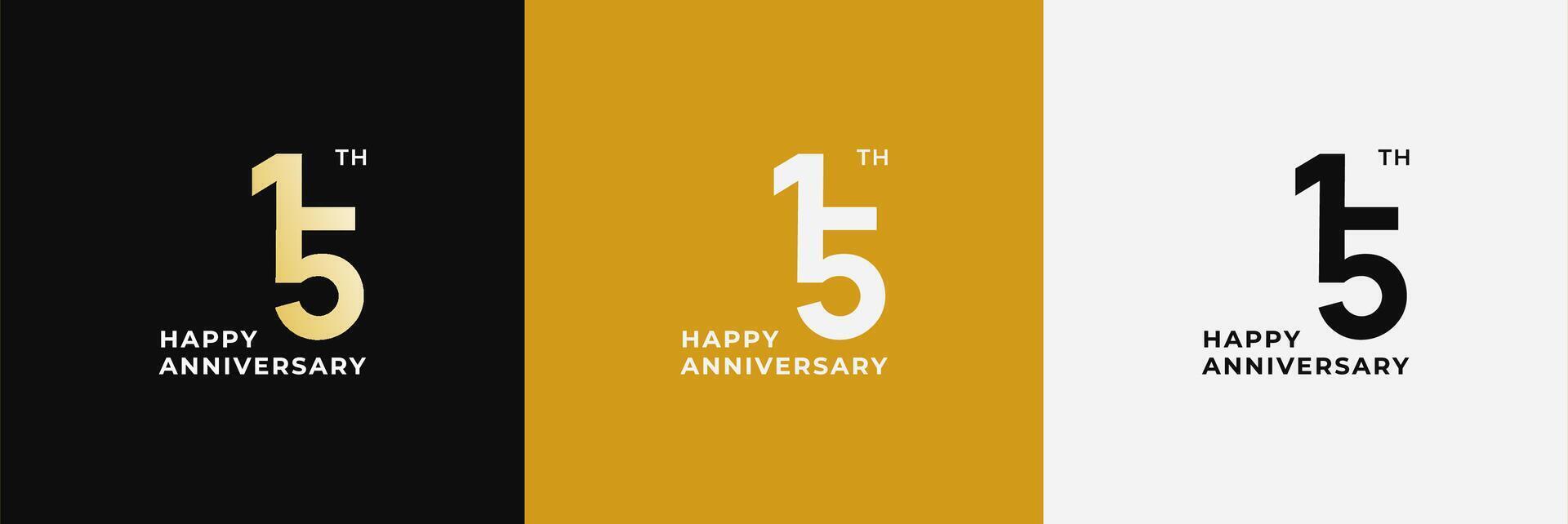 Anniversary design template 15th, 15 years anniversary, design template for celebration, birthday and invitation. Editable file vector