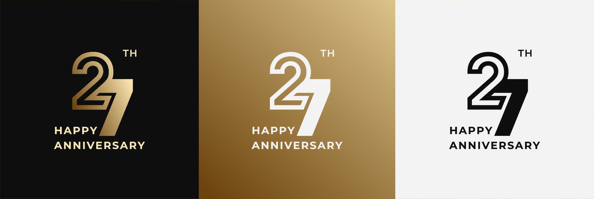 Anniversary design template 27th, 27 years anniversary, Creative template for celebration, birthday and invitation. Editable file vector