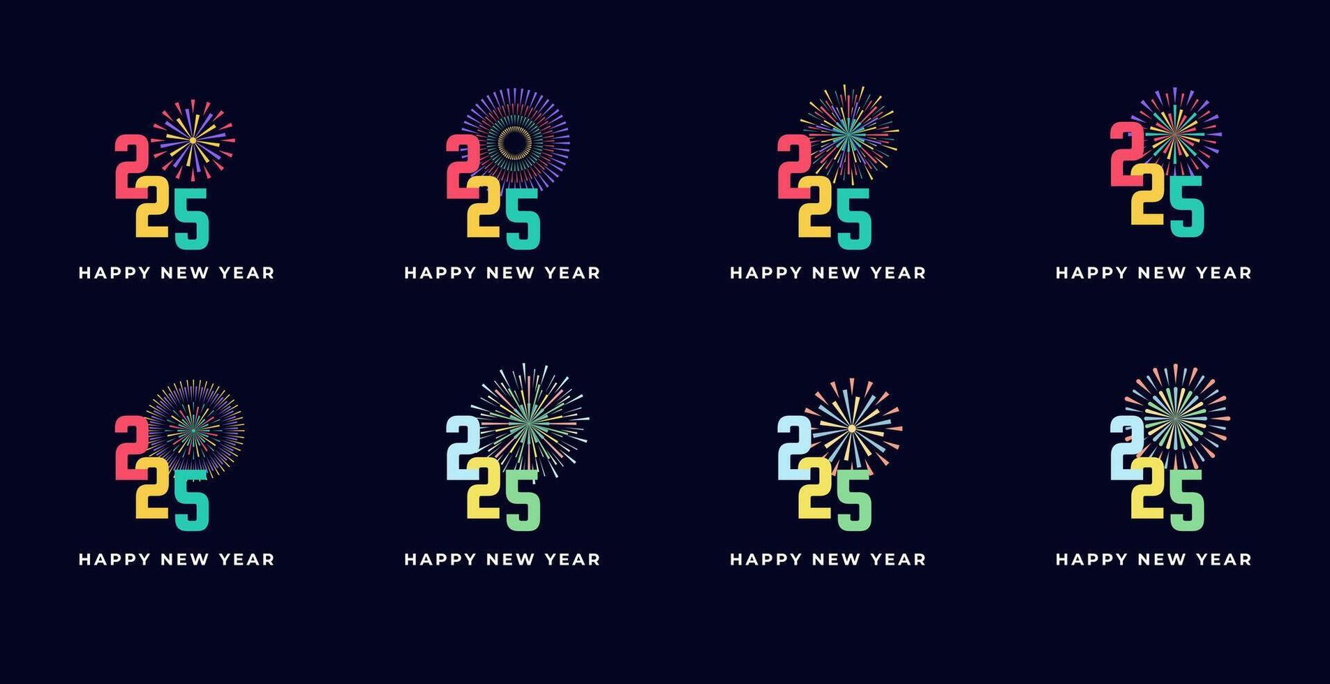 Creative design Happy New Year 2025 fireworks colorful concept. trendy new year 2025 design template. vector