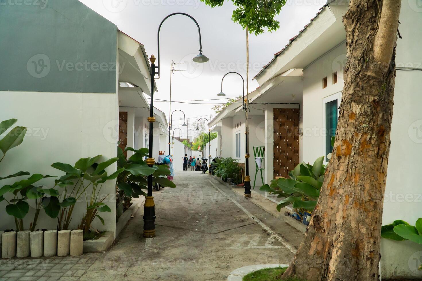 A public housing complex for underprivileged people that is small in size but has aesthetic shapes and colors, and the environment is comfortable photo
