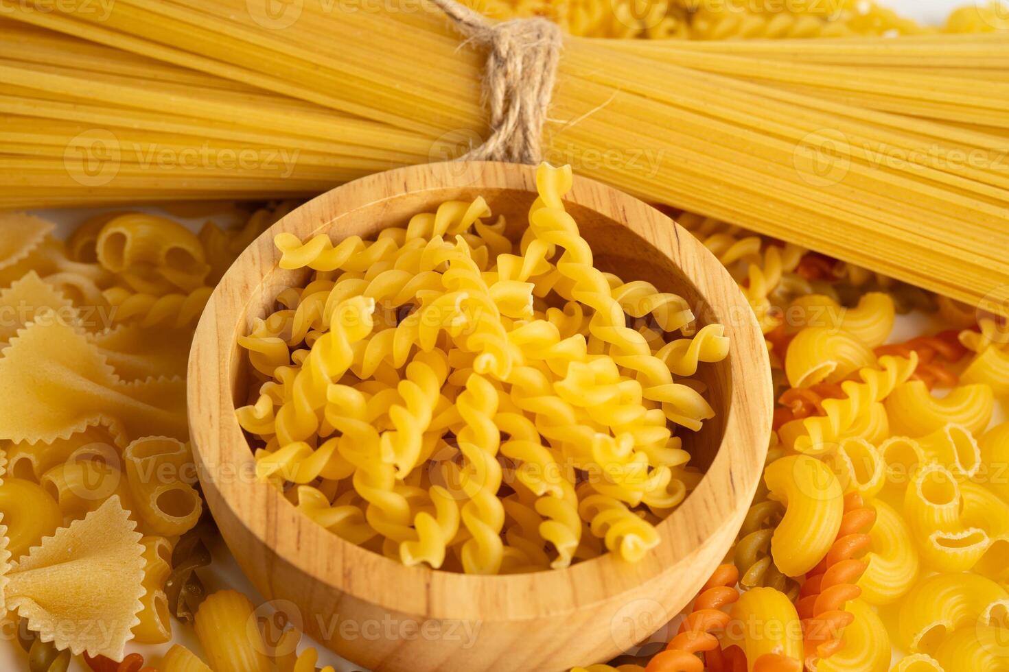 Pasta noodles for cooking Italian food. photo
