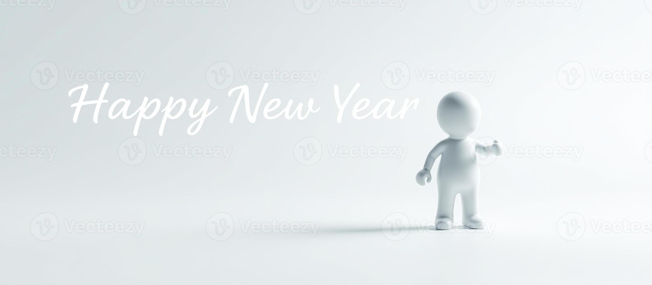 3D Render of a White Person Saying Happy New Year photo