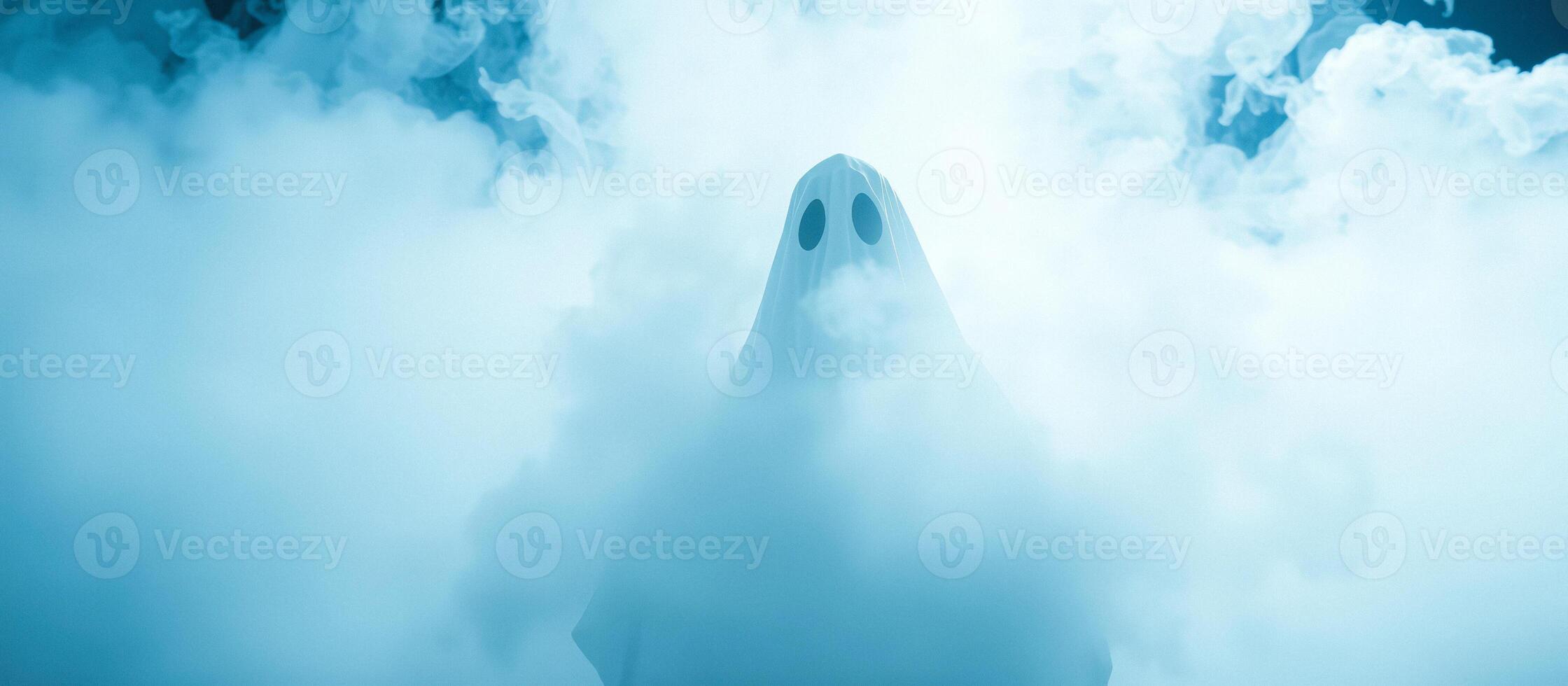 Ghostly Figure in Blue Smoke photo